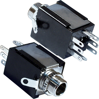 Base para chasis caja jack estéreo 6.3mm hembra con circuito cerrado 