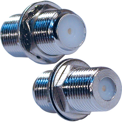 Adaptador doble 'f' hembra cobre pin dorado barrilete 