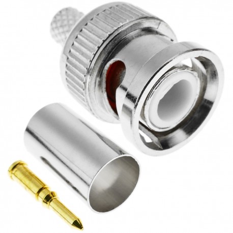 Bnc  rg59    conector macho para crimpar pin dorado  