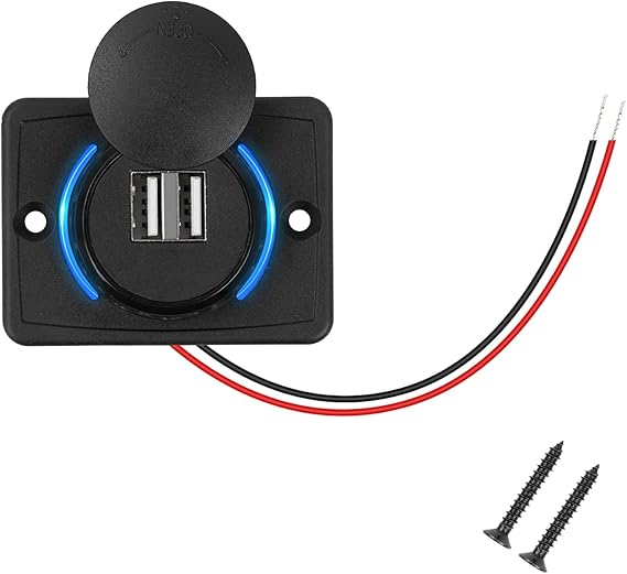 Base panel superficie  2xusb 5v 1a+2.1a ideal para automoviles 12~24vdc 