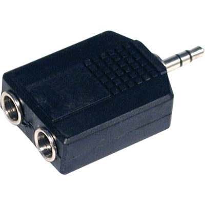 Adaptador audio jack estereo 3.5mm macho a 2 jack estereo 6.3mm hembra