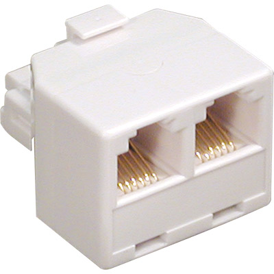 6v-4c adaptador telefono macho a 2 hembra 6v/4c blanco