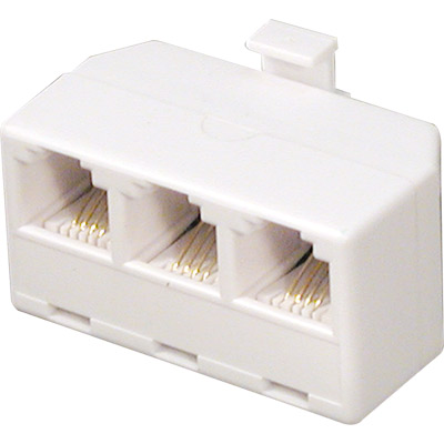 1-0170 adaptador teléfono macho a 3 hembra 6v/4c blanco