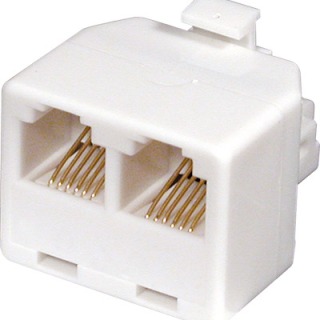 1-0140 adaptador teléfono macho a 2 hembra 6v/6c blanco