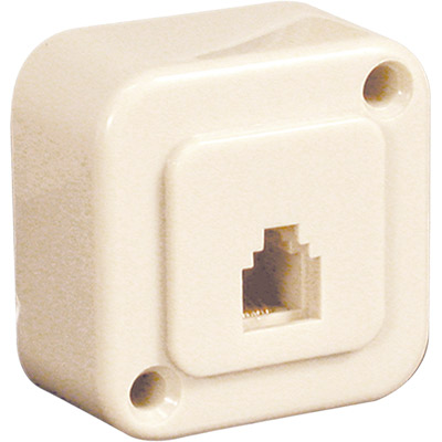 Base telefono cuadrada mini salida frontal 6v/4c marfil = 1-0220 