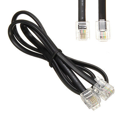 Cable telefono macho a macho rj11 6v/4c negro 7.5mt