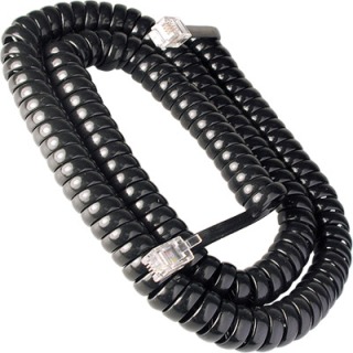 Cable auricular telefono espiral negro rj10 macho a macho 2mt