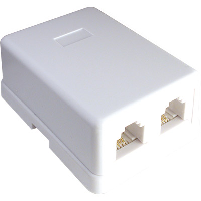 Base teléfono doble salida lateral 6v/4c blanca 1-0300