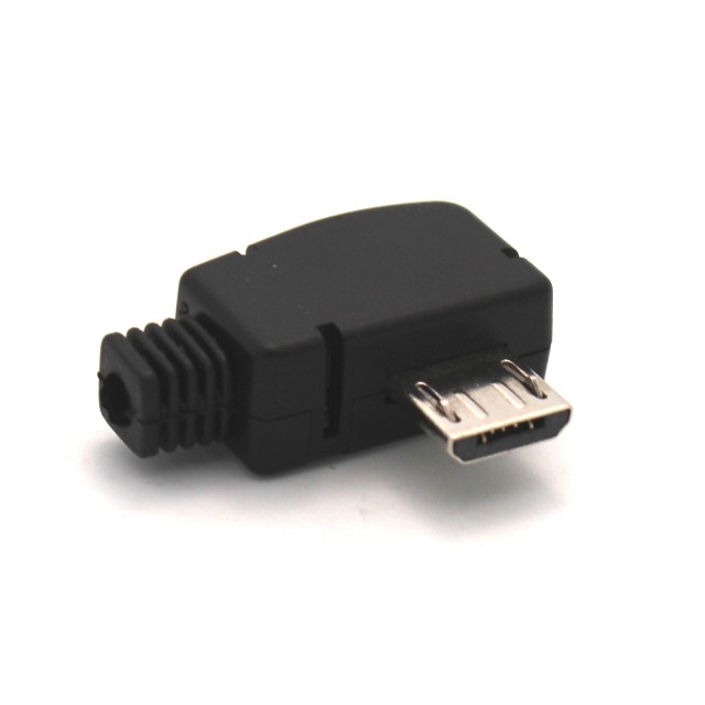 Conector macho micro-usb otg en angulo para soldar 