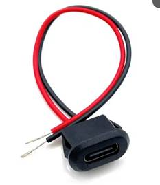 Conector chasis usb-c (solo carga) cable 20cm color negro