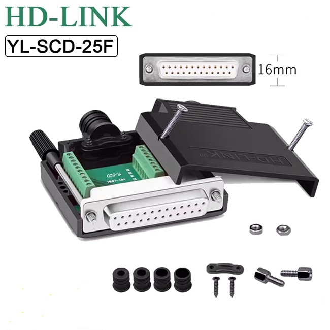 Db25 conector de tornillos hd-link hembra de 2 filas y 25 pines