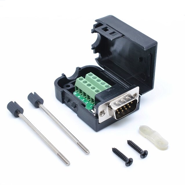 Conector db-9 macho con borna a tornillo
