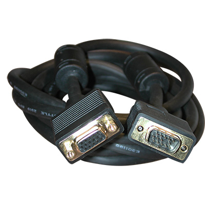 Cable svga (hd15) macho a hembra+ 2 ferritas negro 3m