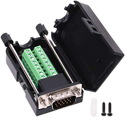 Conector db-15 vga macho con borna a tornillo