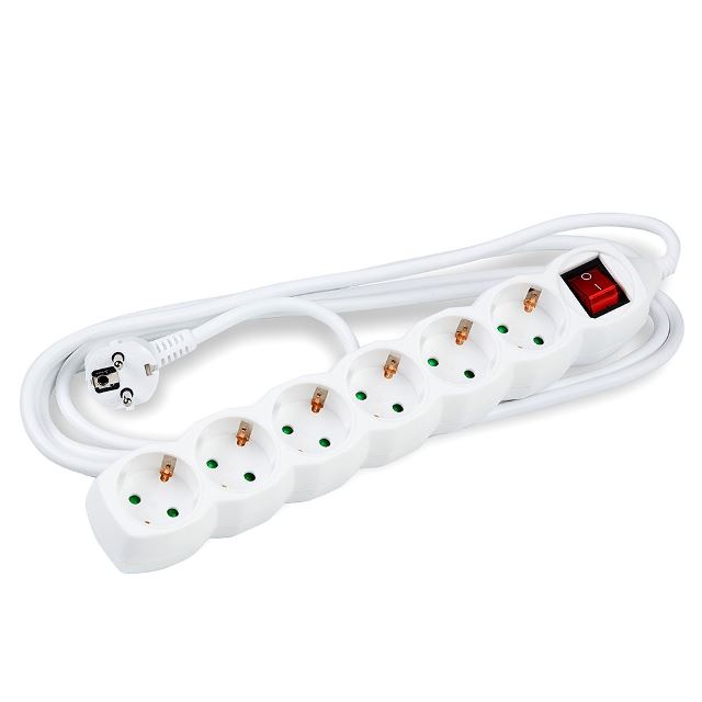 Prolangador 6 vias con interruptor 3x1.5mm/cable de 1.5mt 