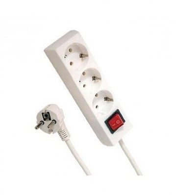 Prolongador electrico  3vias 3gx1.5mm con interruptor 1.5 metros