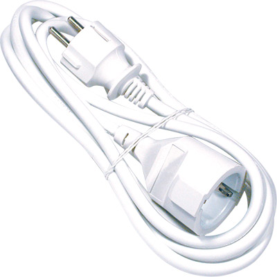 Extension alimentacion tripolar (schuko) 3x1mm blanca 5m