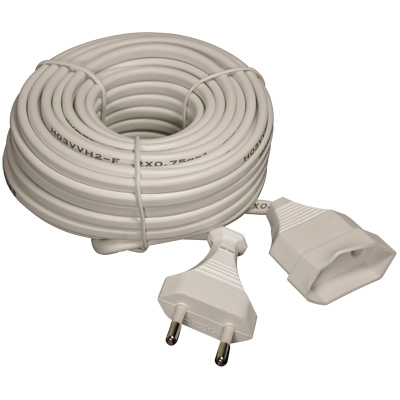 6-0027 cable prolongación alimentación sin toma de tierra blanco 5m