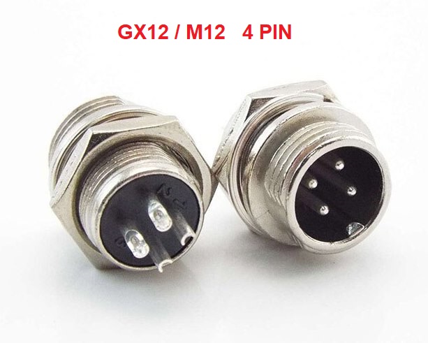Gx12 / m12 conector microfono macho chasis 4 pin ø:12mm 