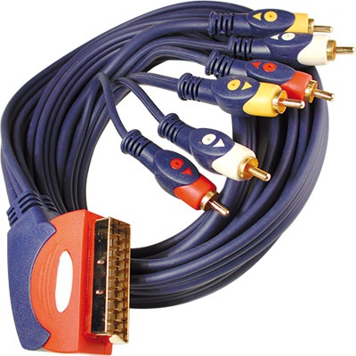Cable euro macho a 6 rca macho contactos oro 1.5m