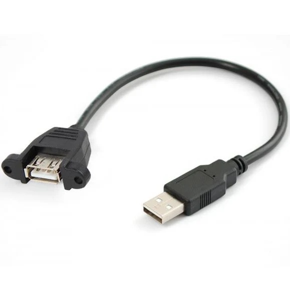 Conector usb-a 2.0 con cable macho-hembra  para atornillar cable: 30cm