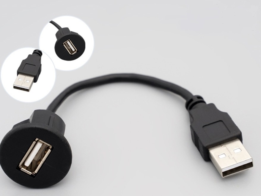 Conector dual usb-a 2.0 pasamuros macho-hembra con cable 30cm 