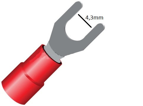 Terminal horquilla preaislado m4 rojo 4.3mm/cable 0.5~1mm 