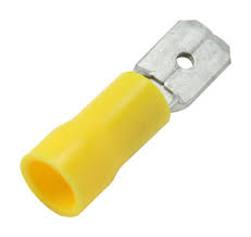 Terminal faston macho preaislado amarillo 6/6.3mm 