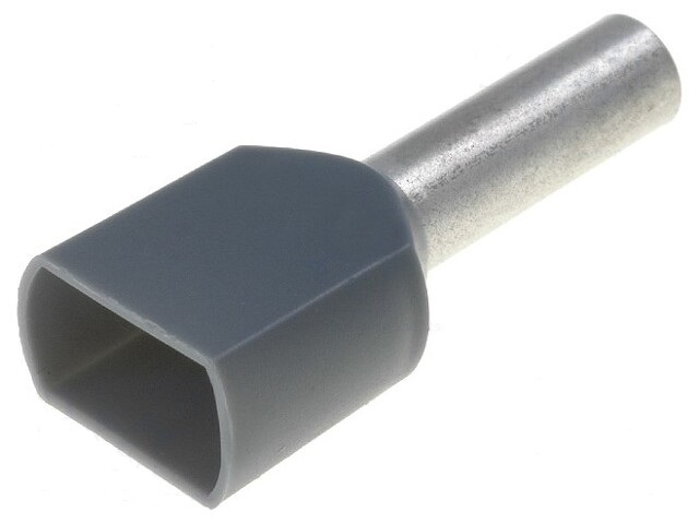 Terminal puntera doble hueca gris 2x4mm2 