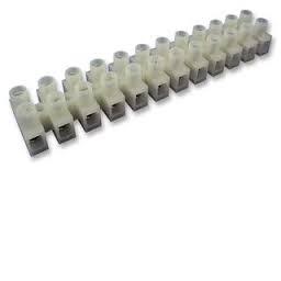 Bloque terminal tornillo blanca 12 vias 380v, 5a, 6mm, 115x15x18mm 