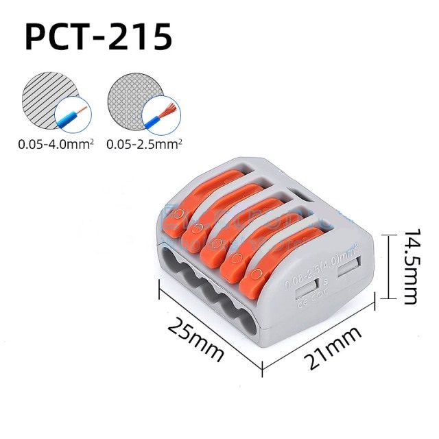 Pct-215 conector rapido 5 vias, 32a, 4mm, naranja 