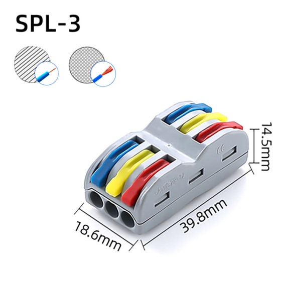 Spl-3 conector rapido 3 vias tricolor , 32amp. 2.5mm2 
