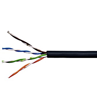 Cable de red negro  utp  cat5e 4*2*24awg sin malla para exterior 