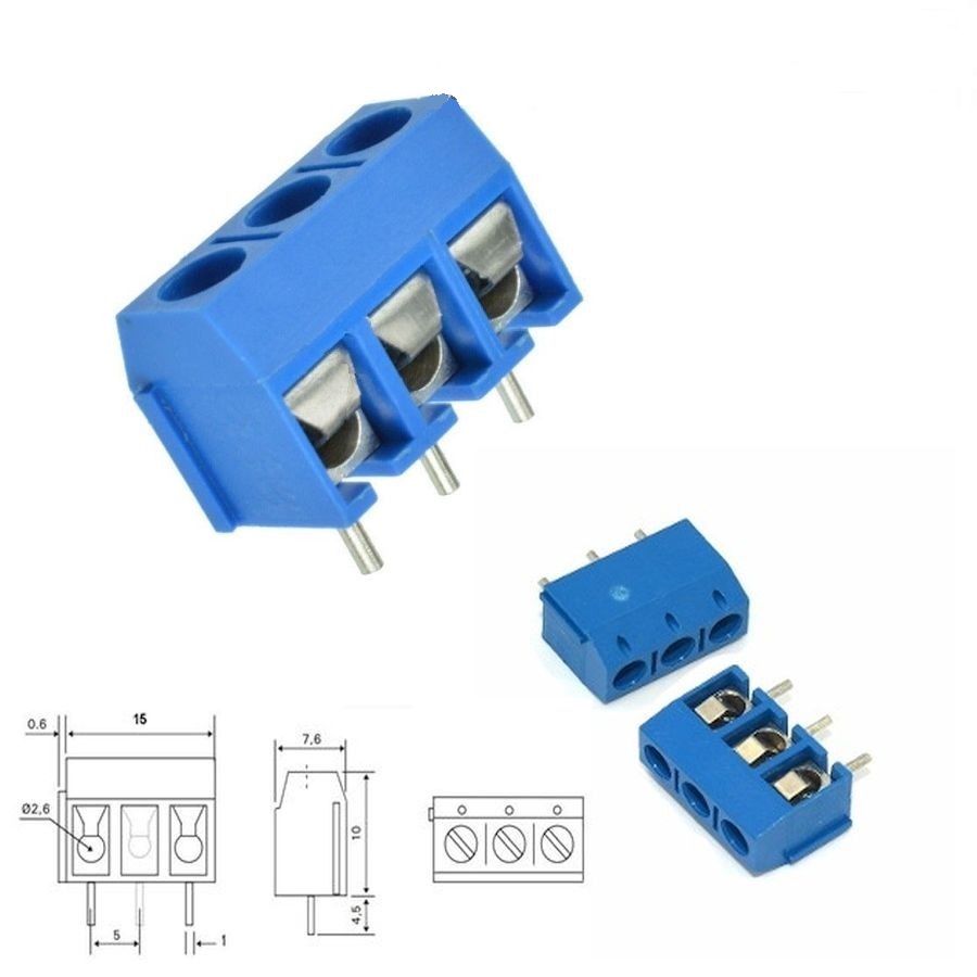 301-3p clema/terminal 3 pin tornillo  r:5.08mm 