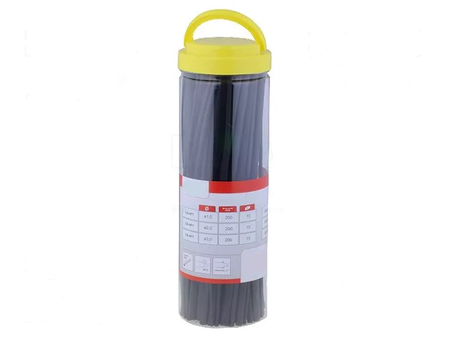 Kit de 80 pcs  termorretractil negro 1.0, 2.0, 3.0, 4.5, 6.0, 9.0mm x 200mm