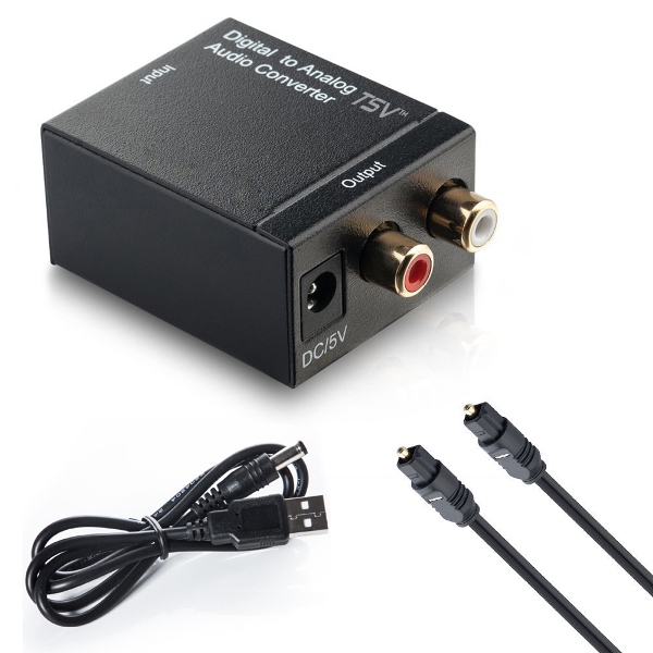 Conversor de audio digital coaxial/optico toslink a analogico l+r