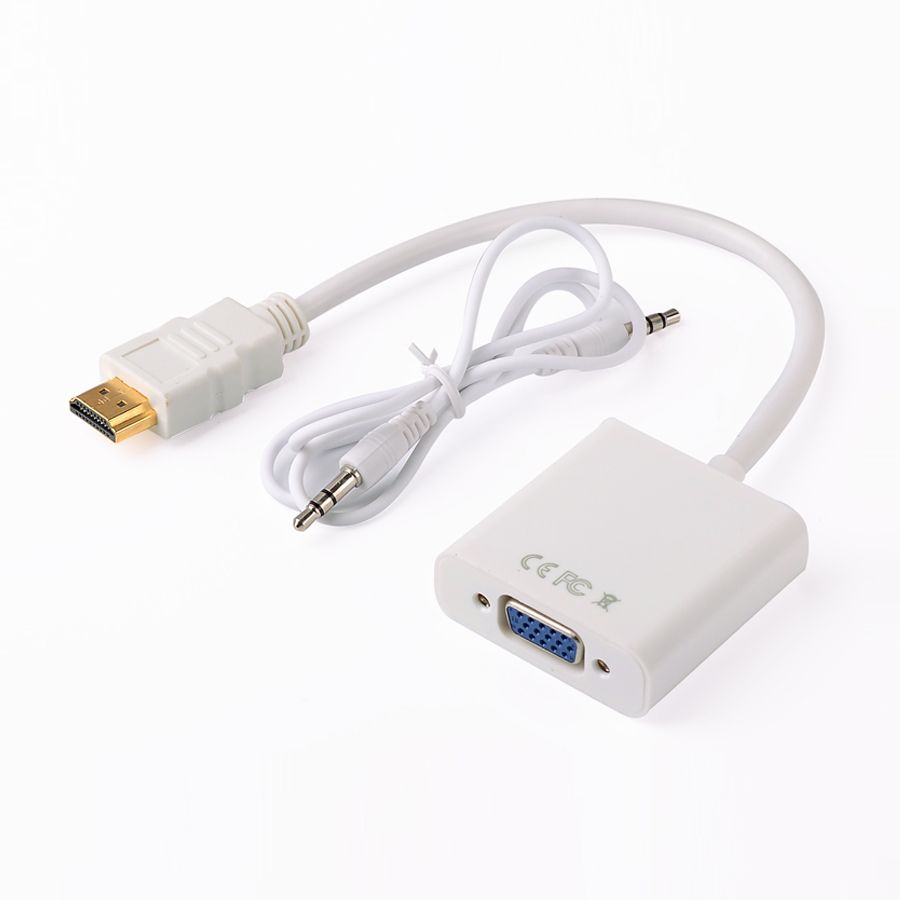 Conversor hdmi a vga + audio color blanco