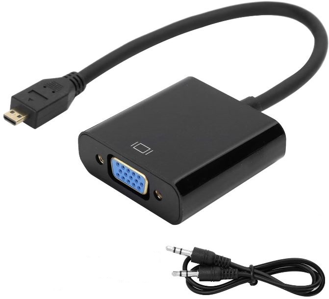 Conversor micro-hdmi a vga + audio  color negro 