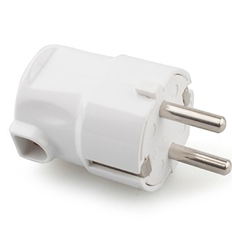 Clavija  shucko salida lateral 16a blanca 