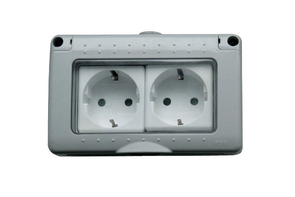 Base doble enchufe schucko estanca serie 34