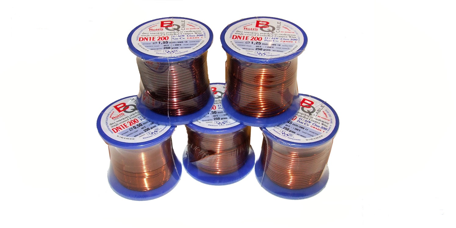 Alambre cobre puro grado 1 con esmalte, ø:1.2mm, carrete 0.5kg