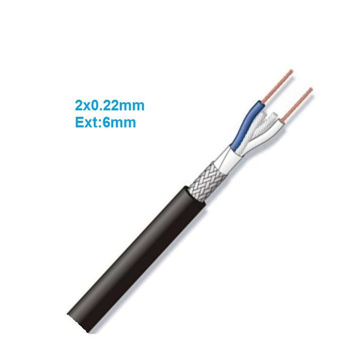 2x0.22mm cable audio microfono manguera balanceado 88ohms/km  ext:6.0mm