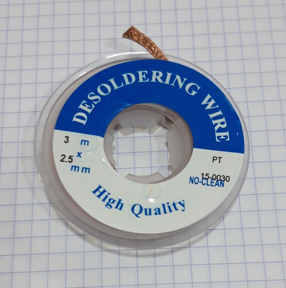 Malla desoldar no-clean 2.5mmx3mt  