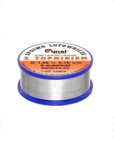 Estaño resina 60/40 2.5% flux 1mm|100g 3 almas
