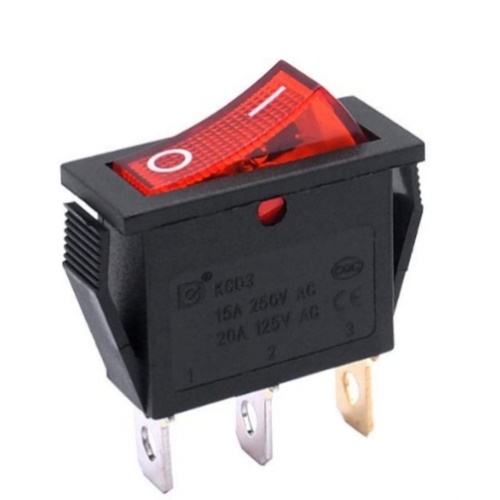 Spst on-ff interruptor basculante 2 posiciones 15a/250vac rojo con neon 