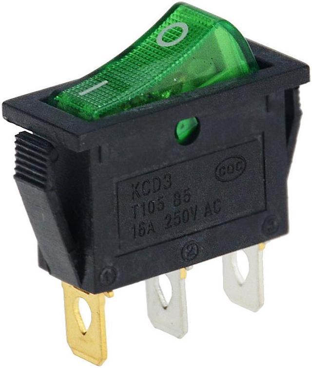 Spst on-ff interruptor basculante 2 posiciones 15a/250vac verde con neon 
