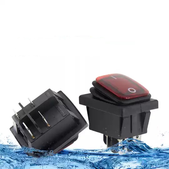 Rl2 kcd4-2x1n on-off interruptor basculante impermeable c/luz tipo barco rojo 21.5*27.5mm