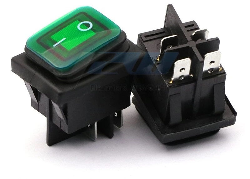 Rl2 kcd4-2x1n on-off interruptor basculante impermeable c/luz tipo barco verde 21.5*27.5mm