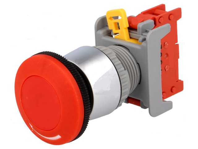 Leb22-1/c interruptor emergencia tipo seta, 2 posc. nc, 3a/230vca montaje ø:22mm 