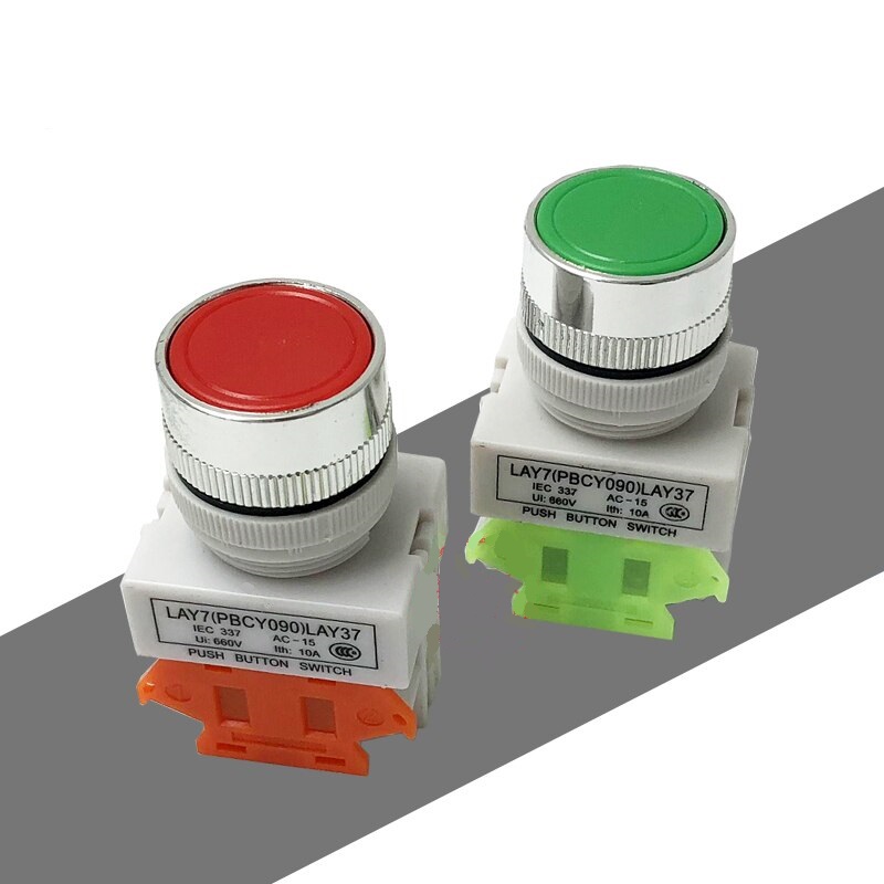 Lay37-11 pulsador rojo 10amp. 1no+1nc (y090-11bn)
